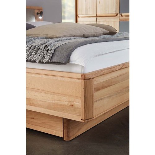 Дерев'яне ліжко Глорія 1600 з Led-лампами та ящиками Клен
