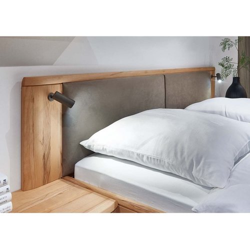 Деревянная кровать Глория 1600 с Led-лампами и ящиками Клен