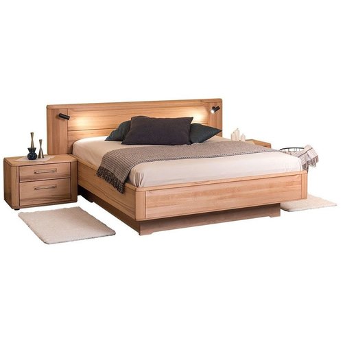 Дерев'яне ліжко Ніколь 1600 з Led-лампами та ящиками Клен