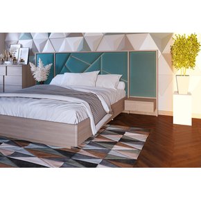 Ліжко Елара з м'яким узголів'ям та двома навісними тумбами