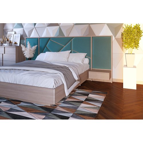 Кровать Элара с мягким изголовьем и двумя навесными тумбами Радо