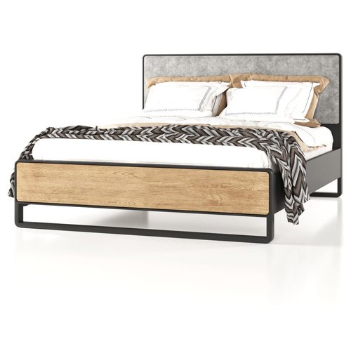 Ліжко дерев'яне ЛІБЕРТІ з м'яким узголів'ям Мебус