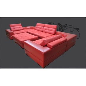 Большой угловой диван с пуфом Tarantino кожа