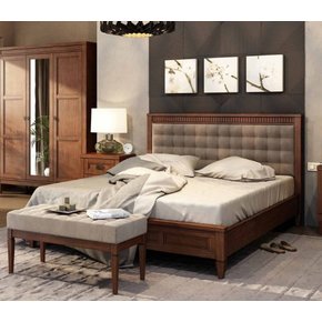 Ліжко дерев'яне з м'яким узголів'ям БАВАРІЯ Kіng