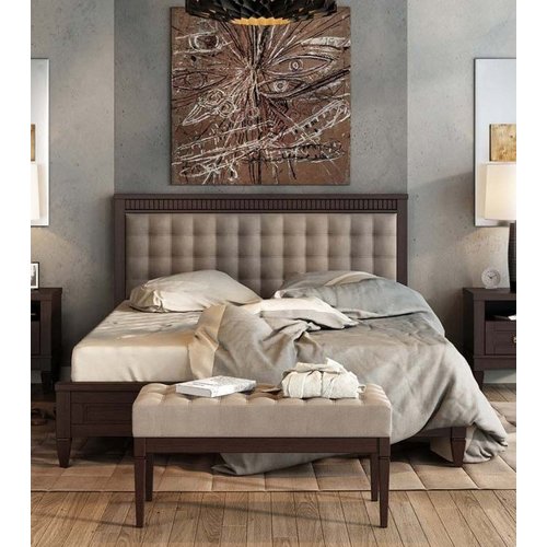 Ліжко дерев'яне з м'яким узголів'ям БАВАРІЯ Queen Мебус
